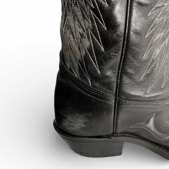 Canada West Black Buffalo Leather Western Cowboy Boots Indian Chief Men's 9.5 EE - Picture 10 of 16